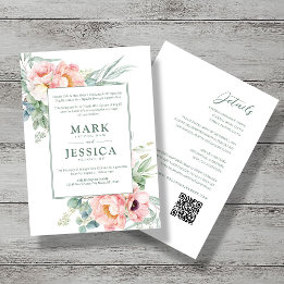 Bilingual Vietnamese Pink White Flower Wedding Invitation