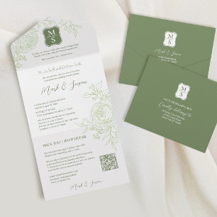 Bilingual Vietnamese Ranunculus Traditional All In One Invitation