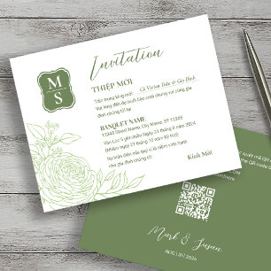 Bilingual Vietnamese Ranunculus Wedding Invitation