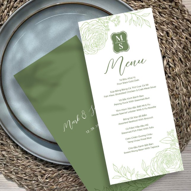 Bilingual Vietnamese Ranunculus Wedding Menu (Creator Uploaded)