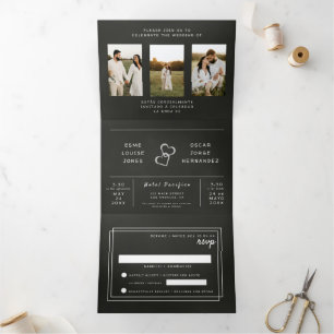 Bilingual Wedding Invitation - Chalkboard Photos