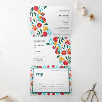 Bilingual Wedding Invitation - Flora All In One by Bilingual_Designs at Zazzle