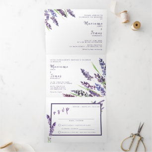 Bilingual Wedding Invitation - Lavender All in One