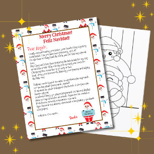 Bilingual White Santa Letter for Kids Spanish