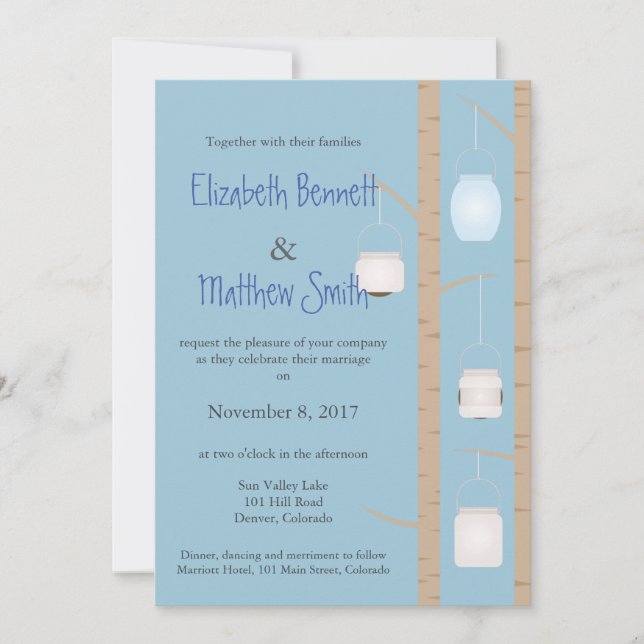 Bilingual Woodland Wedding Invitation (Front)