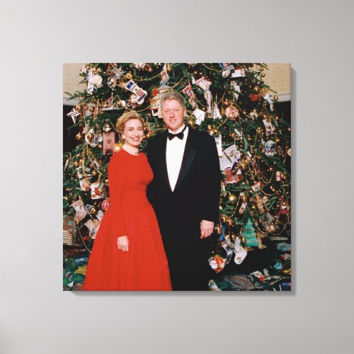 Bill  Hillary Clinton Christmas White House   Canvas Print