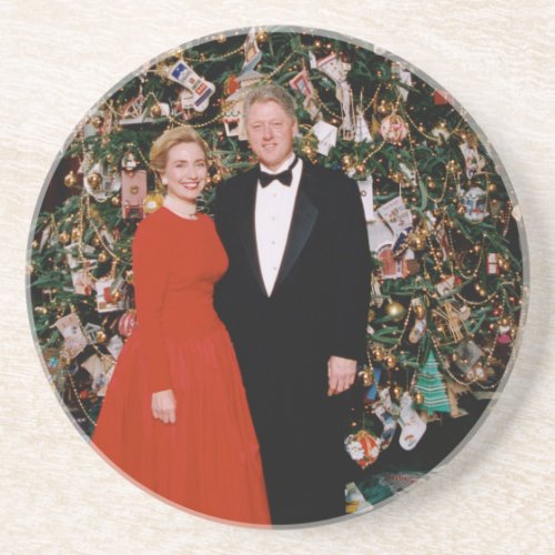 Bill  Hillary Clinton Christmas White House   Coaster