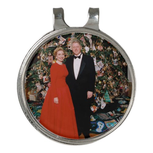 Bill  Hillary Clinton Christmas White House   Golf Hat Clip