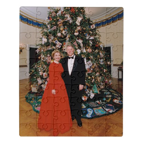 Bill  Hillary Clinton Christmas White House   Jigsaw Puzzle