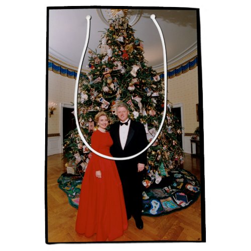 Bill  Hillary Clinton Christmas White House   Medium Gift Bag