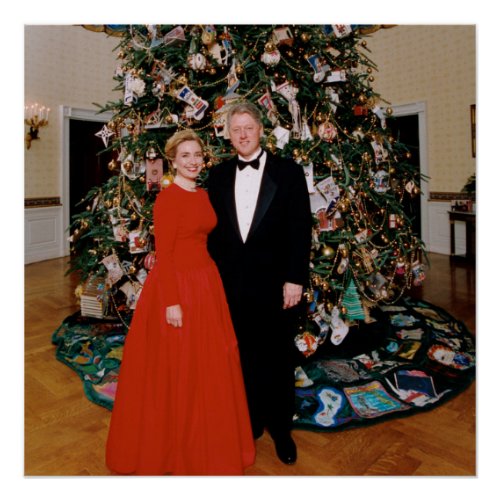 Bill  Hillary Clinton Christmas White House   Poster