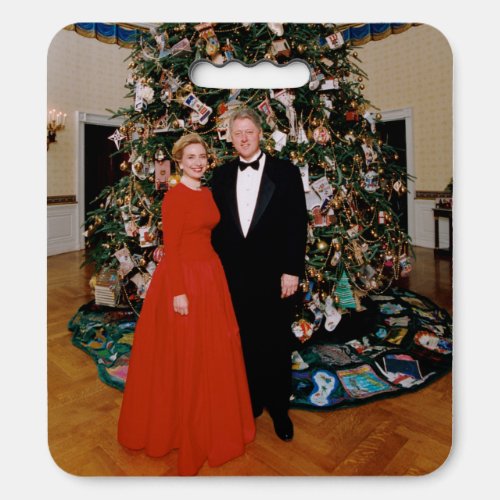 Bill  Hillary Clinton Christmas White House   Seat Cushion
