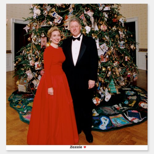 Bill  Hillary Clinton Christmas White House   Sticker