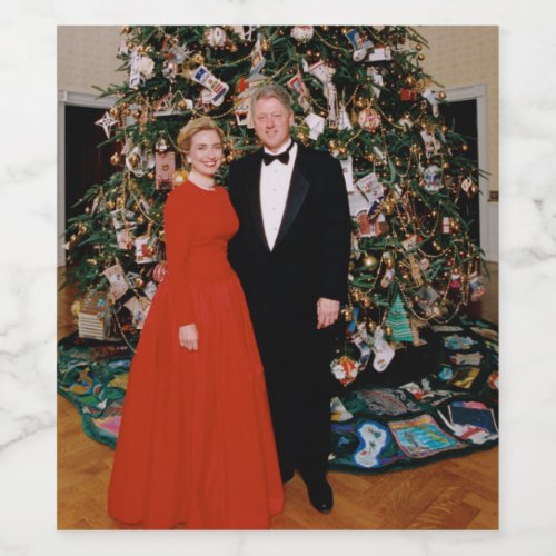 Bill  Hillary Clinton Christmas White House   Wine Label