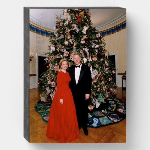 Bill  Hillary Clinton Christmas White House   Wooden Box Sign