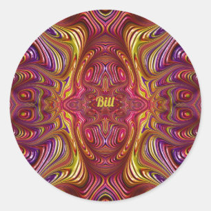 BILL ~ Multicoloured Fractal Design ~ Classic Round Sticker