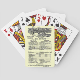 "Bill of Fare 1889" Poker Cards