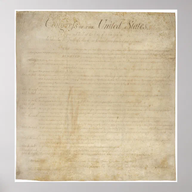Bill of Rights for the united States Poster | Zazzle