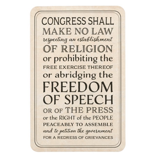 Bill of Rights Freedom of Speech and Religion Magnet (Vertical)