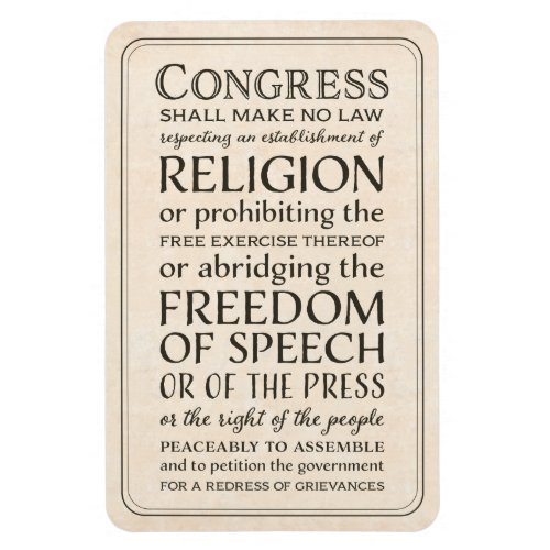 Bill of Rights Freedom of Speech and Religion Magnet