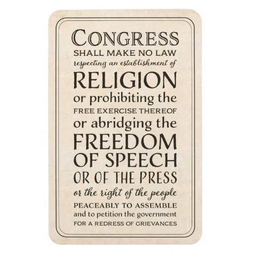 Bill of Rights Freedom of Speech and Religion Rectangular Photo Magnet ...