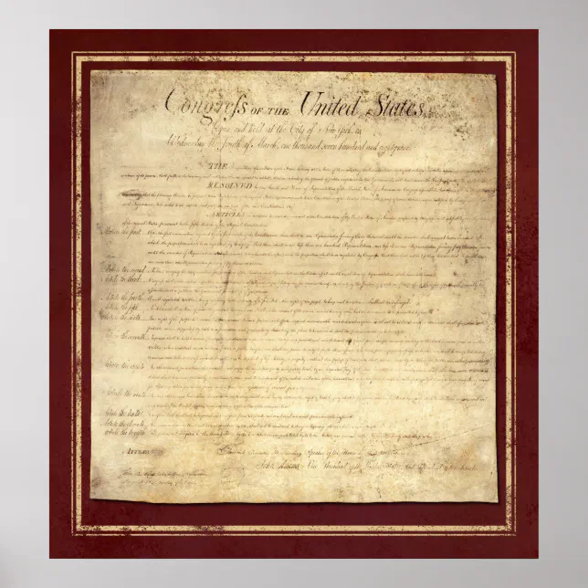 Bill of Rights Poster | Zazzle