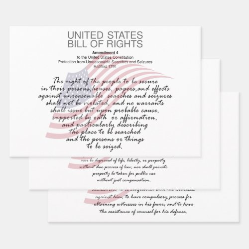 Bill of Rights The Amendments 4th to 6th Wrapping Paper Sheets