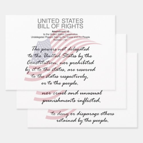 Bill of Rights The Amendments 8th to 10th Wrapping Paper Sheets