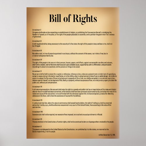 bill of rights US Constitution  Poster