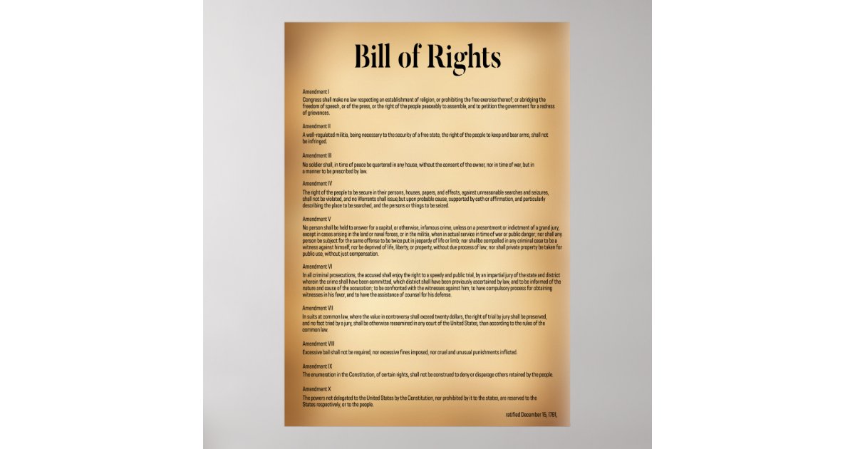 bill of rights US Constitution Poster | Zazzle