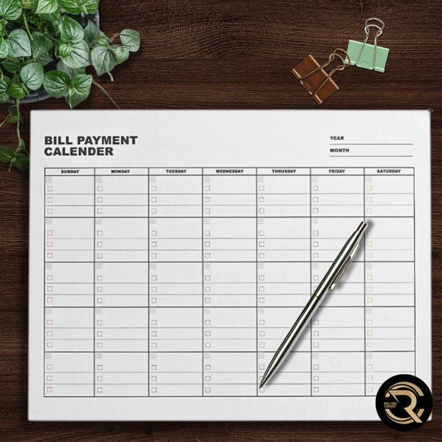 Bill Payment Calendar Planner Notepad (Creator Uploaded)