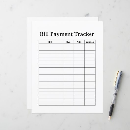 BILL PAYMENT TRACKER FLYER (Front/Back In Situ)
