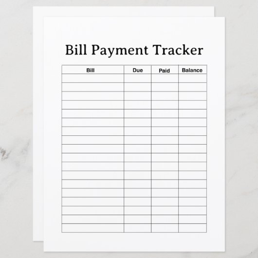 BILL PAYMENT TRACKER FLYER (Front/Back)