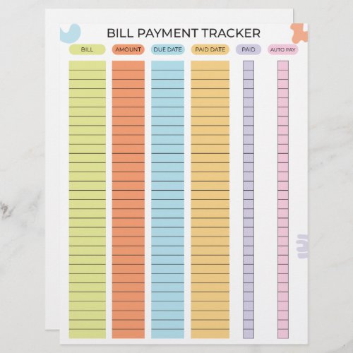  Bill Payment Tracker Letterhead