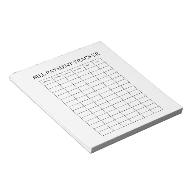 BILL PAYMENT TRACKER NOTEPAD (Angled)
