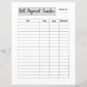 BILL PAYMENT TRACKER TEMPLATE (Front)