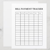 Bill Payment Tracker Template (Front/Back)