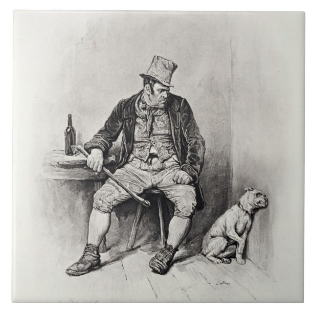 Bill Sykes and his dog, from 'Charles Dickens: A G Ceramic Tile (Front)