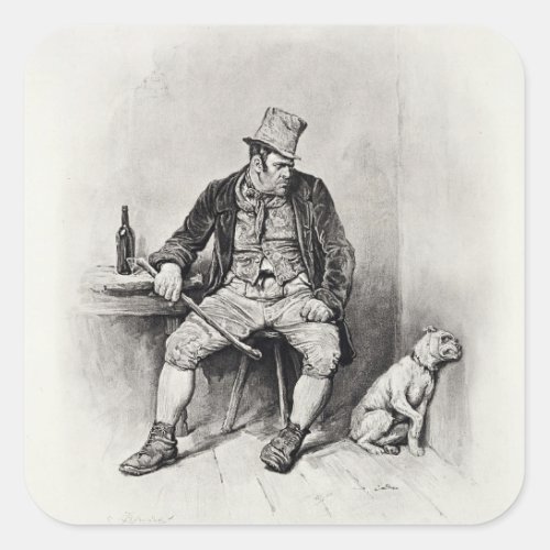 Bill Sykes and his dog from Charles Dickens A G Square Sticker