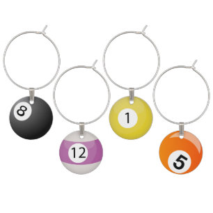 Billard Balls Wine Glass Charm