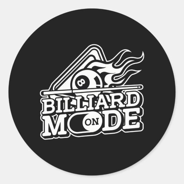 Billard Mode On Pool Cue Table Player 8-Ball Cue Classic Round Sticker (Front)