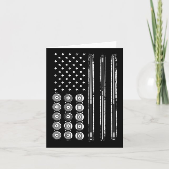 Billard Usa America Flag Pool Billiards  Card (Front)