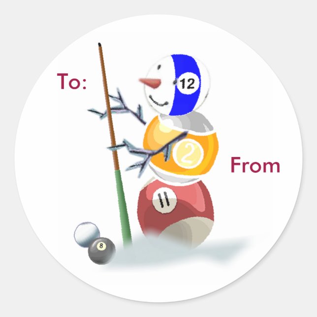 Billards Snowman Christmas Package Stickers (Front)