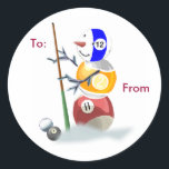 Billards Snowman Christmas Package Stickers<br><div class="desc">Billiards players are going love all the choices of apparel and gift merchandise with our original pool ball snowman.</div>