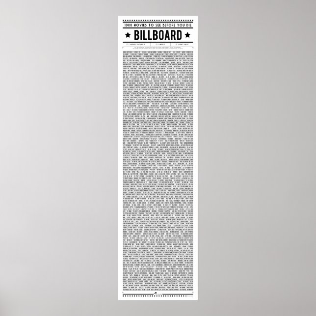Billboard of 1000 movies to see before you die poster (Front)