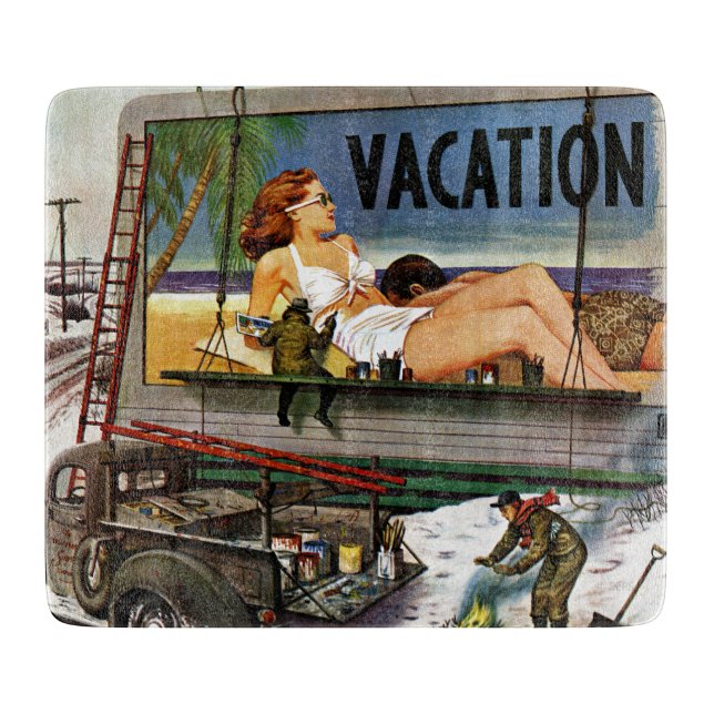 Billboard Painters in Winter by Stevan Dohanos Cutting Board (Front)