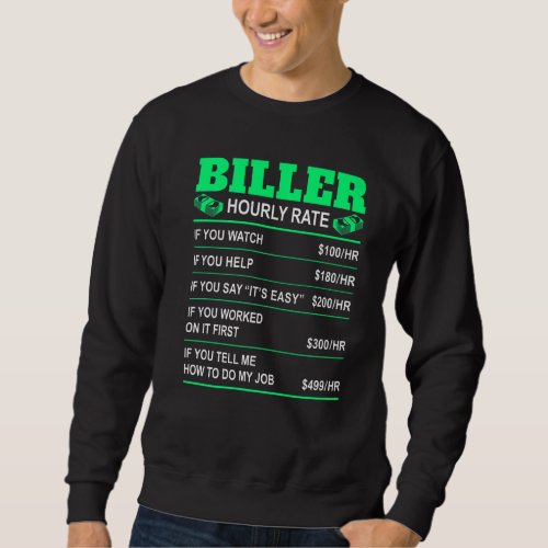 Biller Hourly Rate Billing Billers Employee Staff Sweatshirt