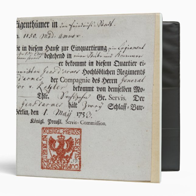 Billeting voucher, 1759 binder (Front/Inside)