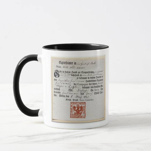 Billeting voucher, 1759 mug (Left)