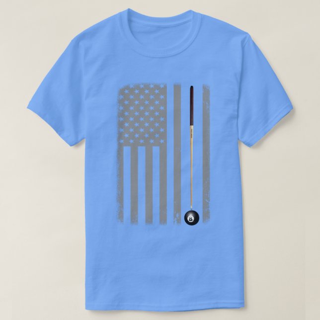Billiard American Flag Eight Ball Stick  T-Shirt (Design Front)
